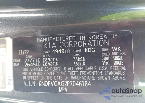 2023 Kia Sportage Hybrid Ex from USA, damaged, VIN KNDPVCAG2P7046184